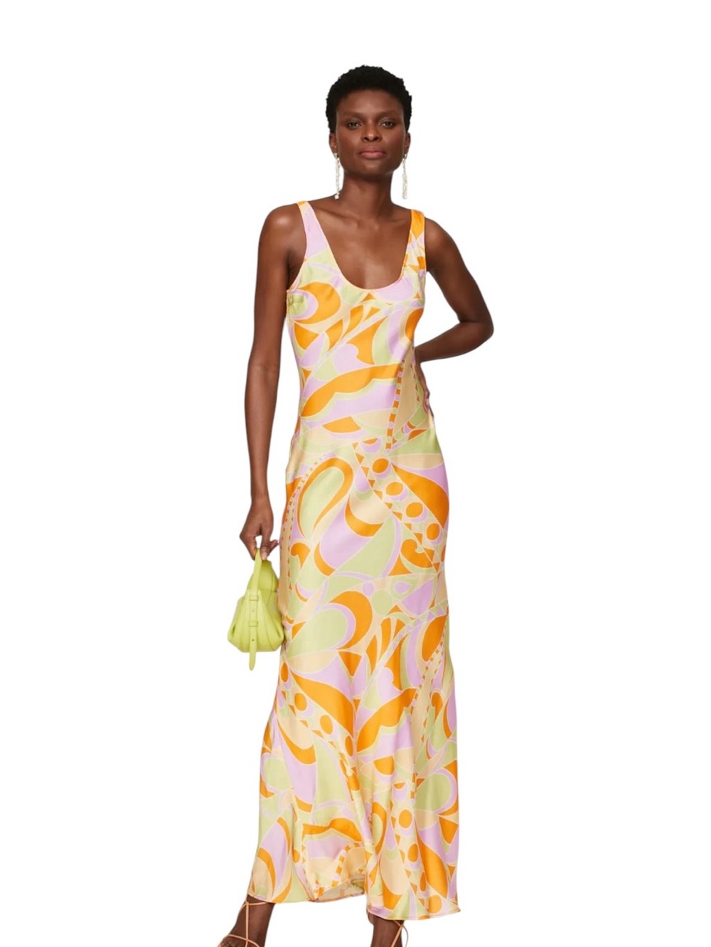 Delfi Collective- Donna Maxi Sleeveless Maxi Dress in Pastel Swirl Print size L